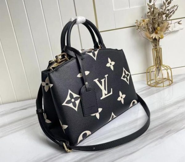 Replica Louis Vuitton Bicolor Monogram Empreinte Leather Petit Palais Handbag In Black And Beige - Image 2