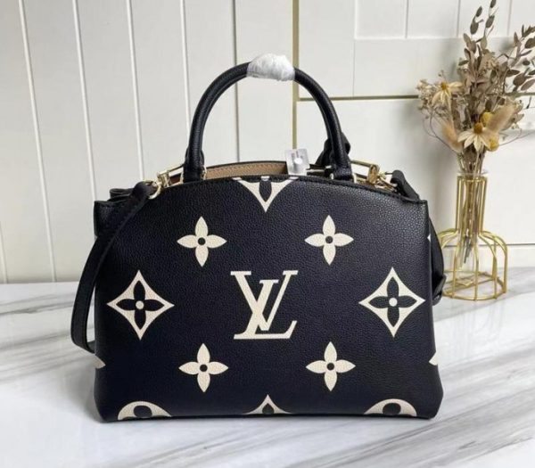 Replica Louis Vuitton Bicolor Monogram Empreinte Leather Petit Palais Handbag In Black And Beige - Image 3