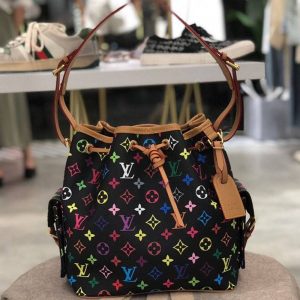 Replica Louis Vuitton Black Murakami Petit Noe Bag