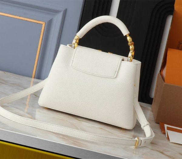 Replica Louis Vuitton Capucines BB Handbag In Quartz White - Image 2