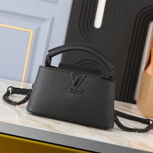 Replica Louis Vuitton Capucines East-West Mini Handbag In All Black