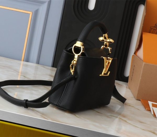 Replica Louis Vuitton Capucines Mini Capucines Handbag In Black - Image 3