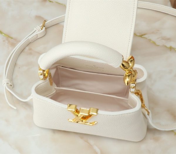 Replica Louis Vuitton Capucines Mini Capucines Handbag In Quartz White - Image 8