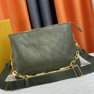 Replica Louis Vuitton Coussin MM Bag In Khaki With Jacquard Strap