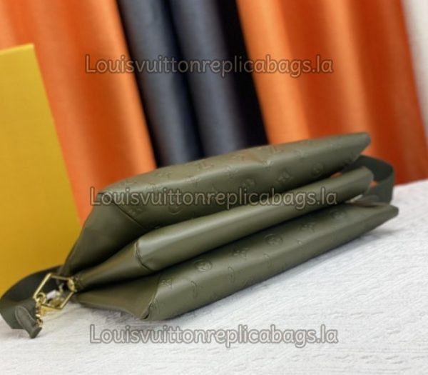 Replica Louis Vuitton Coussin MM Bag In Khaki With Jacquard Strap - Image 5