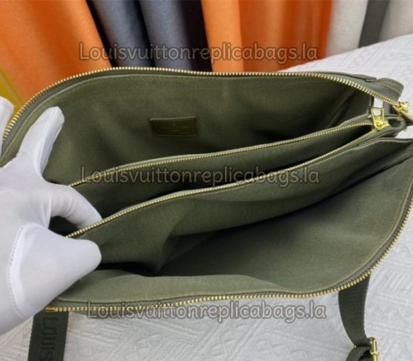 Replica Louis Vuitton Coussin MM Bag In Khaki With Jacquard Strap - Image 6