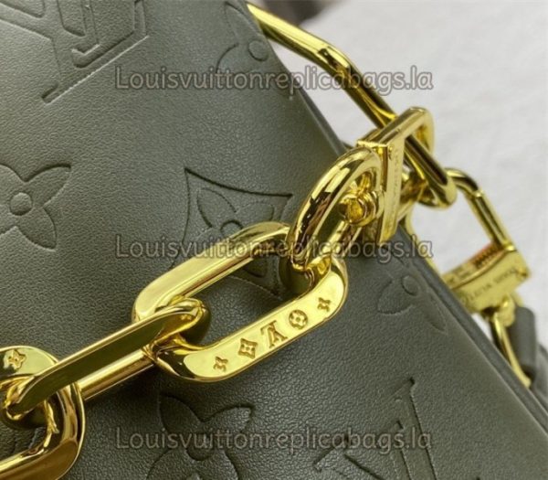 Replica Louis Vuitton Coussin MM Bag In Khaki With Jacquard Strap - Image 7