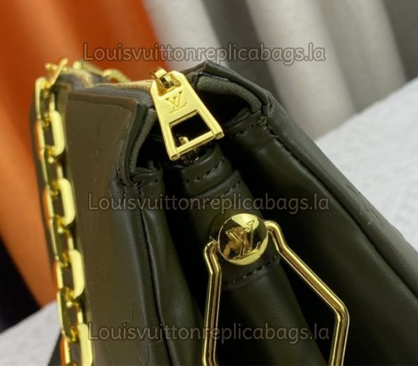 Replica Louis Vuitton Coussin MM Bag In Khaki With Jacquard Strap - Image 8