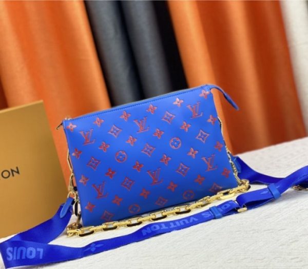 Replica Louis Vuitton Coussin PM Bag In Blue And Red With Jacquard Strap