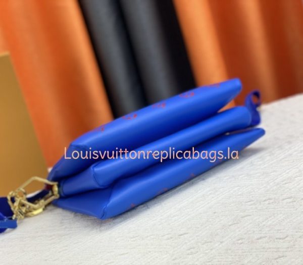 Replica Louis Vuitton Coussin PM Bag In Blue And Red With Jacquard Strap - Image 4
