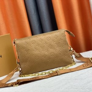 Replica Louis Vuitton Coussin PM Bag In Camel With Jacquard Strap