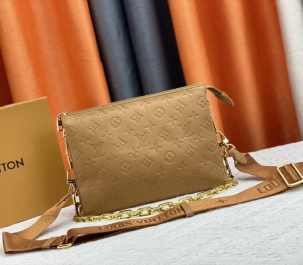 Replica Louis Vuitton Coussin PM Bag In Camel With Jacquard Strap