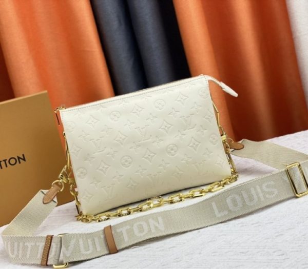 Replica Louis Vuitton Coussin PM Bag In Cream With Jacquard Strap