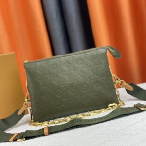 Replica Louis Vuitton Coussin PM Bag In Khaki With Jacquard Strap