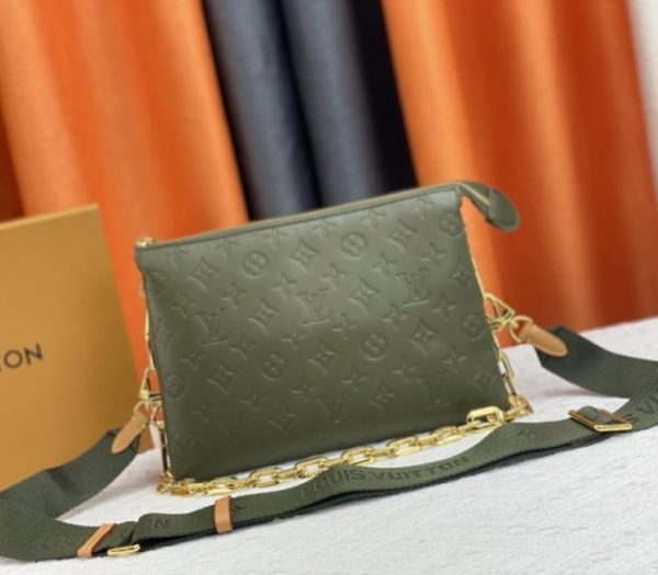 Replica Louis Vuitton Coussin PM Bag In Khaki With Jacquard Strap