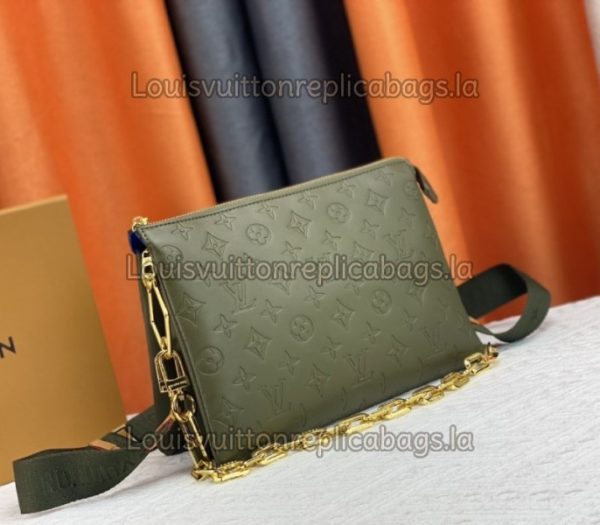 Replica Louis Vuitton Coussin PM Bag In Khaki With Jacquard Strap - Image 2