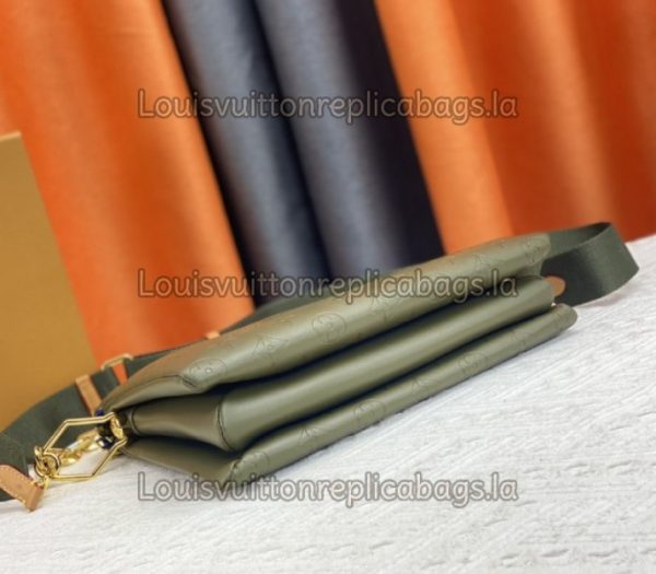 Replica Louis Vuitton Coussin PM Bag In Khaki With Jacquard Strap - Image 5