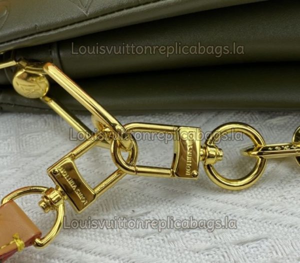 Replica Louis Vuitton Coussin PM Bag In Khaki With Jacquard Strap - Image 8