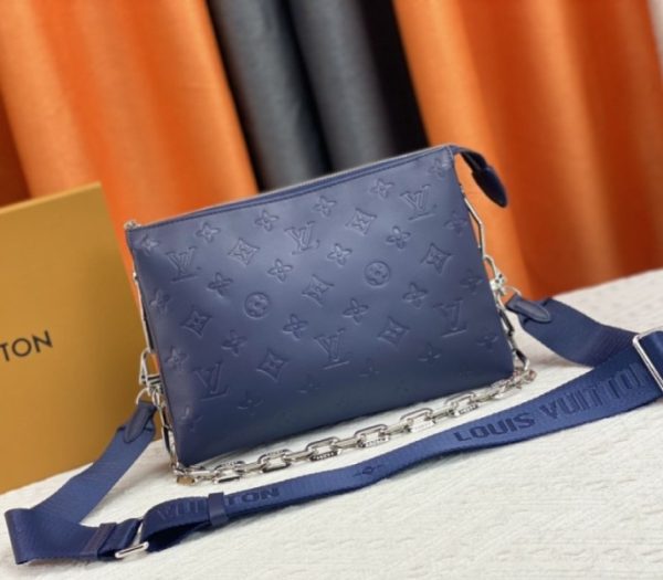 Replica Louis Vuitton Coussin PM Bag In Navy Blue With Jacquard Strap