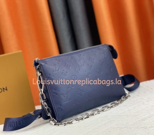 Replica Louis Vuitton Coussin PM Bag In Navy Blue With Jacquard Strap - Image 2