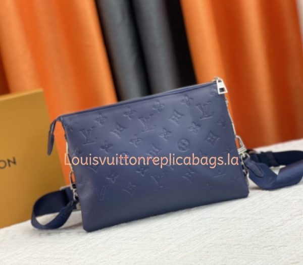 Replica Louis Vuitton Coussin PM Bag In Navy Blue With Jacquard Strap - Image 3