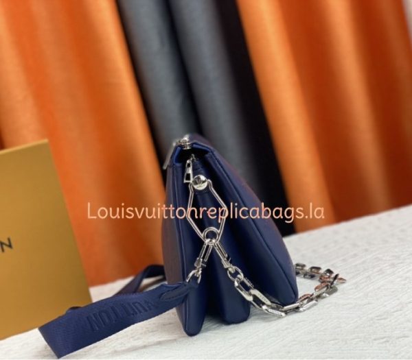 Replica Louis Vuitton Coussin PM Bag In Navy Blue With Jacquard Strap - Image 4