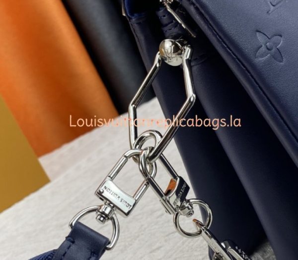 Replica Louis Vuitton Coussin PM Bag In Navy Blue With Jacquard Strap - Image 8