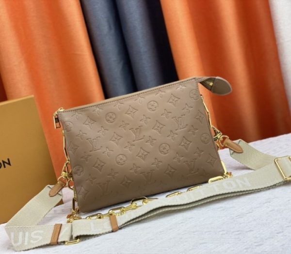 Replica Louis Vuitton Coussin PM Bag In Taupe With Jacquard Strap