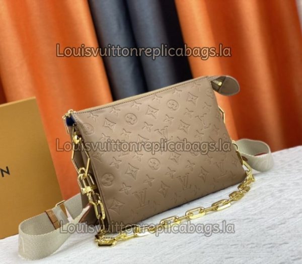 Replica Louis Vuitton Coussin PM Bag In Taupe With Jacquard Strap - Image 2