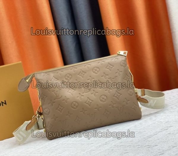 Replica Louis Vuitton Coussin PM Bag In Taupe With Jacquard Strap - Image 3