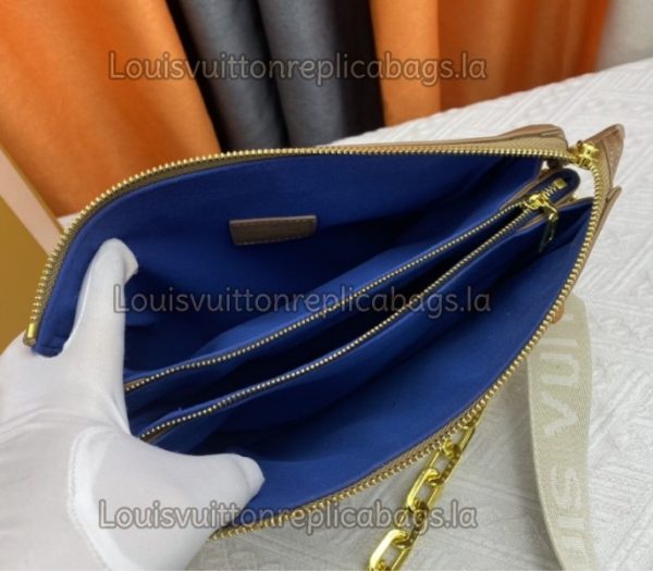 Replica Louis Vuitton Coussin PM Bag In Taupe With Jacquard Strap - Image 6