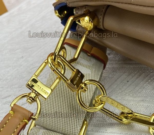 Replica Louis Vuitton Coussin PM Bag In Taupe With Jacquard Strap - Image 8