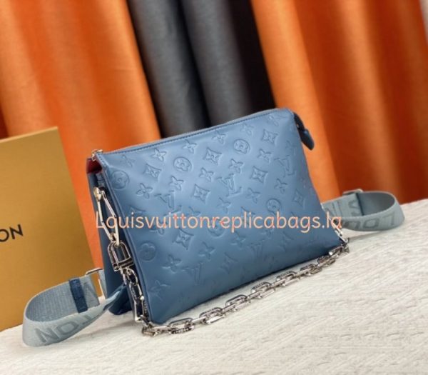 Replica Louis Vuitton Coussin PM Bag In Turquoise Blue With Jacquard Strap - Image 2