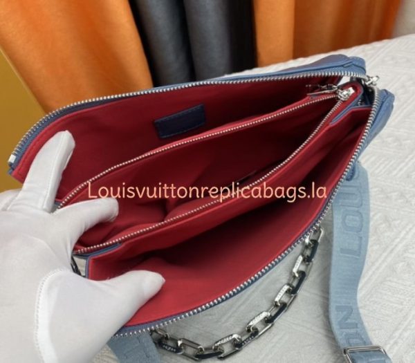 Replica Louis Vuitton Coussin PM Bag In Turquoise Blue With Jacquard Strap - Image 6