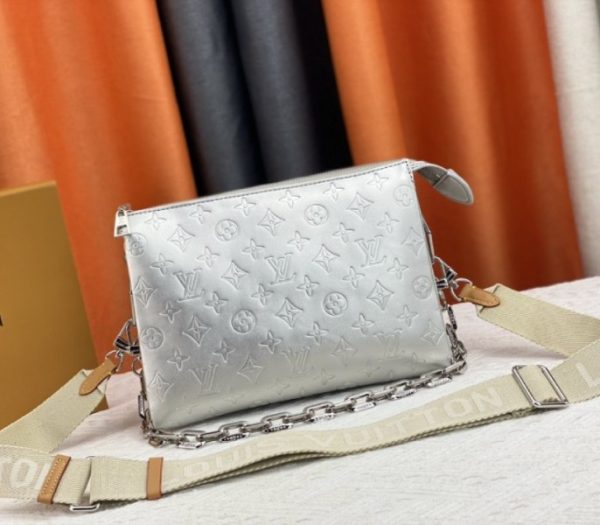 Replica Louis Vuitton Coussin PM Bag In Silver With Jacquard Strap