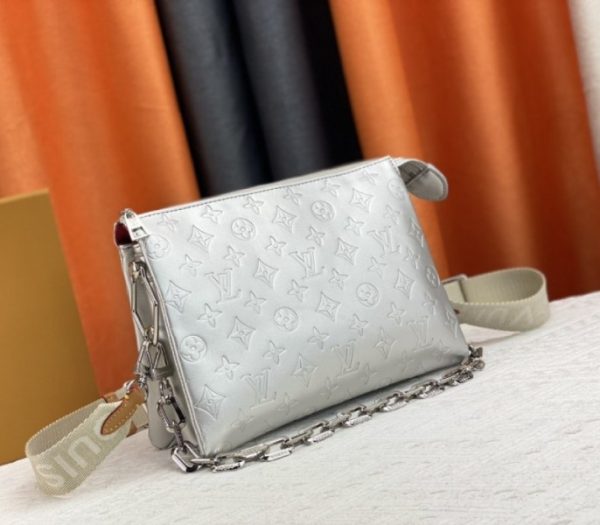 Replica Louis Vuitton Coussin PM Bag In Silver With Jacquard Strap - Image 2