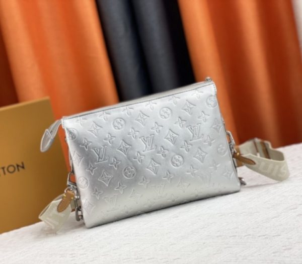 Replica Louis Vuitton Coussin PM Bag In Silver With Jacquard Strap - Image 3