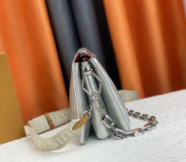 Replica Louis Vuitton Coussin PM Bag In Silver With Jacquard Strap - Image 4