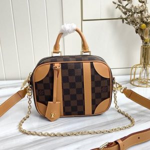 Replica Louis Vuitton Damier Ebene Canvas Valisette Souple BB Handbag In Natural