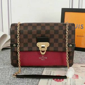 Replica Louis Vuitton Damier Ebene Canvas Vavin PM Bag In Bordeaux Red