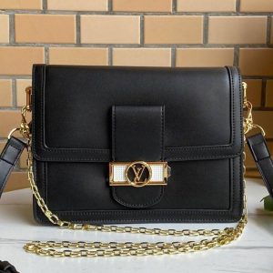 Replica Louis Vuitton Dauphine Lugano MM Bag In Black