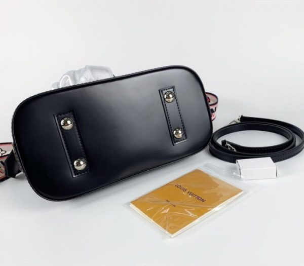 Replica Louis Vuitton Epi Leather Alma BB Handbag In Black With Jacquard Strap - Image 5