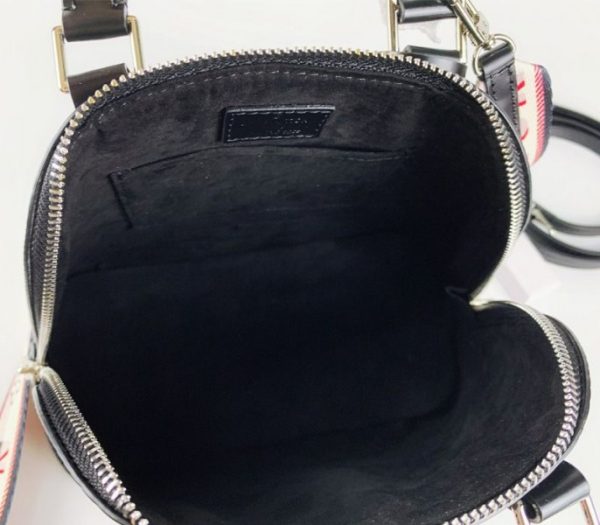 Replica Louis Vuitton Epi Leather Alma BB Handbag In Black With Jacquard Strap - Image 6