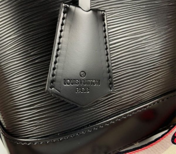 Replica Louis Vuitton Epi Leather Alma BB Handbag In Black With Jacquard Strap - Image 7