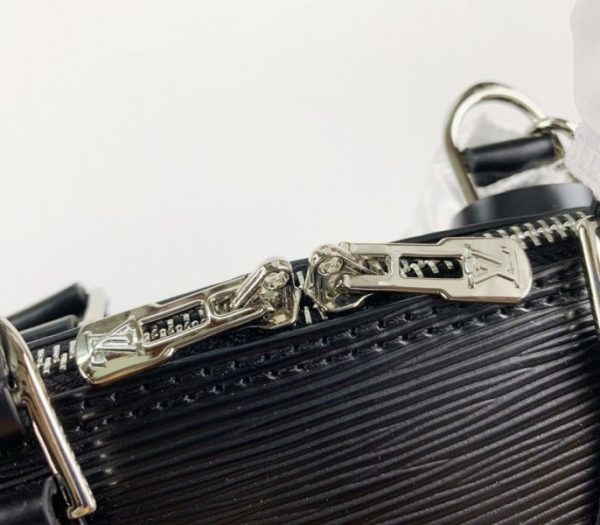 Replica Louis Vuitton Epi Leather Alma BB Handbag In Black With Jacquard Strap - Image 8