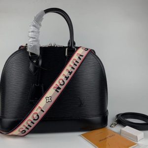 Replica Louis Vuitton Epi Leather Alma PM Jacquard Strap Handbag In Black