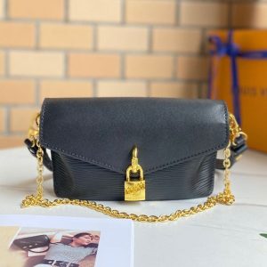 Replica Louis Vuitton Epi Leather Padlock On Strap Bag In Black