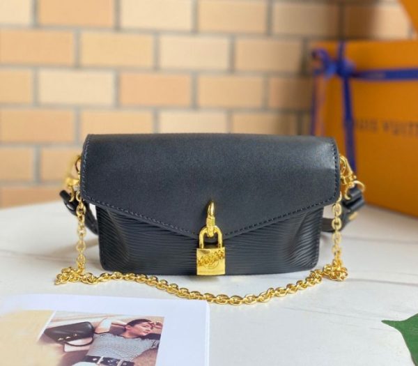 Replica Louis Vuitton Epi Leather Padlock On Strap Bag In Black