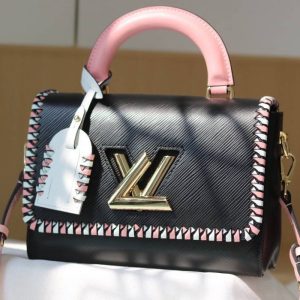 Replica Louis Vuitton Epi Leather Twist MM Bag In Black With Braided Edges Flap
