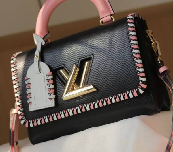 Replica Louis Vuitton Epi Leather Twist MM Bag In Black With Braided Edges Flap - Image 2